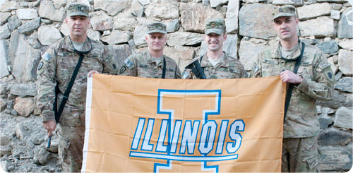Illinois Army National Guard 1-14th Agriculture Development Team members, who are also alumni, serve in Afghanistan