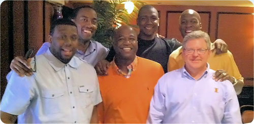 Illini Final Four Dinner in New Orleans (L-R: Jerrance Howard, Stephen Bardo, Ryan Baker, Deon Thomas, Jerry Hester, Loren Taylor)