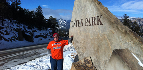 Hillary Gilfand '83 BUS lives the "amazing Colorado lifestyle" in Estes Park, but she still knows how to represent her Alma Mater.